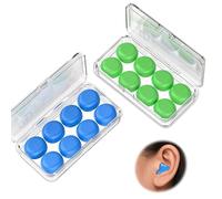8 Paires Boule Quies Silicone, Bouchons Oreilles Anti-bruit Réutilisables, Antibruit ÉtANCHES, Bouchon d'Oreille pour Dormir, Voyage, Concerts, Natation, Bouchon Oreille Avion - Bleu, Vert