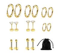 8 paires de boucles d'oreilles avec 1 sac de rangement, boucles d'oreilles, boucles d'oreilles hypoallergéniques, boucles d'oreilles en métal, accessoires tendance et polyvalents, ensemble de boucles