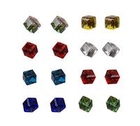 8 paires de boucles d'oreilles bouton anti-allergie pour femmes bâtons en plastique réutilisables boucles d'oreilles cube en verre géométrique cadeau et belle facture attrayante