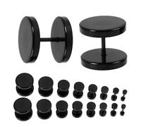 8 Paires de Boucles d'Oreilles Noires pour Hommes et Femmes, Ensemble de Faux Plugs et Haltères en Acier Inoxydable Hypoallergénique, Tailles de 3mm à 12mm, Idéal pour Toutes Occasions