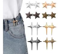 8 Paires de Boutons Pour Jeans, Croix et étoile, Pince pour Pantalon Trop Large, Taille Serrée Bouto, Ceinture Ajustable Sans Couture, Boutons de Jeans Amovibles, Plusieurs Couleurs