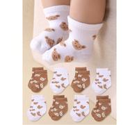 8 paires de chaussettes hautes mignonnes motif ours avec palette de couleurs automnales pour bébés et enfants - peau amicale, douces, confortables et polyvalentes. Nouvelles arrivées d'automne, chauss