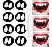 8 Paires de Dents de Vampire, 4 Tailles de Crocs de Vampire pour Halloween avec Adhésif Solide, Crocs de Dents de Vampire pour Halloween Cosplay Party Props (13mm 15mm 17mm 19mm)