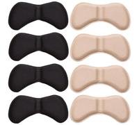 8 paires de protège-talons de chaussures autocollants, protection du talon contre les ampoules et les frottements, confort et protection pour femmes et hommes (Noir+Beige, Papillon)