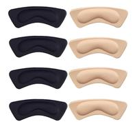 8 paires de protège-talons de chaussures autocollants, protection du talon contre les ampoules et les frottements, confort et protection pour femmes et hommes (Noir+Beige, Lune)