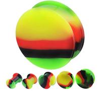 (8 paires ou 1 paire) 8 g 3 mm à 1 3/16 30 mm Calibre Double évasée Bouchons d'oreille en silicone Noir Blanc Bleu Rouge