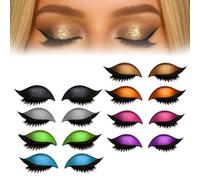 8 Pairs Lazy Eye Shadow Eyelash Patch,Autocollants De Maquillage pour Cils Multicolores,Fard à Paupières Et Cils Faciles à Appliquer En Un pour Toutes Les Formes d'Yeux