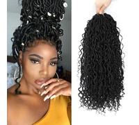 8 Paquets Fausse Locks Crochet Braids 35.56 cm Crochet Locks 1B Soft Locs Bohemian Crochet Braids Meches 12Supports/Paquet Dreadlocks Extension Naturel (1B#)