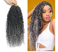8 Paquets Fausse Locks Crochet Braids 45.72 cm Crochet Locks 1B/Silver Soft Locs Bohemian Crochet Braids Meches 12Supports/Paquet Dreadlocks Extension Naturel (1B/Silver#)