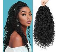 8 Paquets Fausse Locks Crochet Braids 45.72 cm Crochet Locks 1B Soft Locs Bohemian Crochet Braids Meches 12Supports/Paquet Dreadlocks Extension Naturel (1B#)