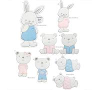 8 patchs brodés à repasser sur les vêtements. Patrons décoratifs pour décorer et réparer les pantalons, vestes, sacs à dos, etc. (Ourson-Lapin)