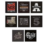 8 patchs sérigraphiés à repasser sur la collection de vêtements de sport. Applications thermocollantes pour la réparation et la décoration de pantalons, vestes, pulls, sacs à dos, etc. (Skate)