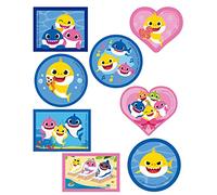 8 patchs sérigraphiés pour enfants à repasser sur les vêtements. Applications thermocollantes pour la réparation et la décoration de pantalons, vestes, pulls, sacs à dos, etc. (Baby Shark forme)