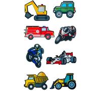 8 patchs sérigraphiés pour enfants à repasser sur les vêtements. Applications thermocollantes pour la réparation et la décoration de pantalons, vestes, pulls, sacs à dos, etc (Vehicles)