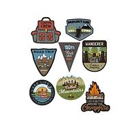 8 patchs sérigraphiés pour enfants à repasser sur les vêtements. Applications thermocollantes pour la réparation et la décoration de pantalons, vestes, pulls, sacs à dos (Camping)