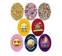8 patchs sérigraphiés pour enfants à repasser sur les vêtements. Applications thermocollantes pour la réparation et la décoration de pantalons, vestes, pulls, sacs à dos, etc. (Emoji 2)