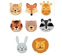 8 patchs sérigraphiés pour enfants à repasser sur les vêtements. Applications thermocollantes pour la réparation et la décoration de pantalons, vestes, pulls, sacs à dos (Face Animals)