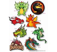 8 patchs sérigraphiés pour enfants à repasser sur les vêtements. Applications thermocollantes pour la réparation et la décoration de pantalons, vestes, pulls, sacs à dos, etc (Dragons)