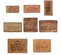 8 Patchs thermocollants pour vêtements. Appliqués sérigraphiés à repasser sur t-shirts, blouses scolaires, jeans, vestes. Design tendance : Denim, Bleu denim, Vintage - REF. 6499-U8 8 Patchs