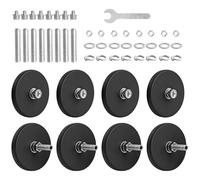 8 pcs Aimants en Caoutchouc, Aimant Puissant Néodyme Extra 15kg 43mm, Fileté, Livré avec Vis et Écrous M5, Convient aux Véhicules, Feux, Instruments et Équipements et Outils de Connexion