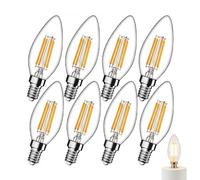 8 pcs Ampoules LED E14 Blanc Chaud 2700K, Remplacement pour Ampoules Incandescentes Classiques 40W, Forme Bougie 4W, Filament en Verre, ampoule e14 blanc chaud, ampoule led e14,ampoule connectée e14