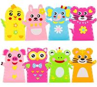 8 PCs Animaux Marionnettes à main en feutre Kits pour enfants Bricolage Couture Jouets d'artisanat Cadeaux Théâtre préscolaire Raconter des histoires faire avant de jouer à un jeu