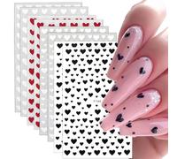 8 PCS Autocollants Ongle d'Art, Autocollants de Décoration Auto-Adhésives pour Ongles, Décalcomanies pour Nail Art, Autocollant Manucure Motif Cœur et Fleurs de Cerisier, Nail Art Stickers Decals (A)