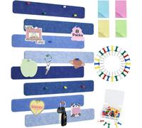 8 Pcs Blue Feutre Nail Strip With 35 Picture Nails, Self - Adhesive Light Strip Without Damage To Walls, Used To Colle Notes, Photos And Announcements