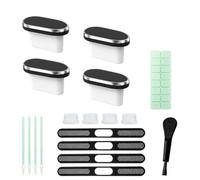 8 Pcs Bouchon Anti Poussière USB-c & Protection Haut-Parleur Compatible 17/16/15 Air, Cache USB C Anti Poussiere,Cache Port Charge Alu Silicone + Gel Nettoyage, Noir