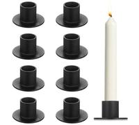 8 Pcs Bougeoirs Noirs,Porte Bougie Decorative, Support Bougie en Métal Noir, Supports Bougies Ronds Décoratifs Rétro pour Mariages, la Saint-Valentin, Noël, Thanksgiving Décoration de Table à Maison