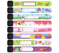 8 Pcs Bracelet Identification Enfant,Bracelet D'urgence pour Enfant,Bracelet Identification de Securite + Marqueur,Anti Perdu Réutilisable Étanche adapté aux Voyages,Jeux et éColes des Enfants