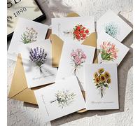 8 PCS Cartes de Remerciement Fleurs Sauvages 8 Enveloppes Kraft avec Autocollants Ldéal Pour Les Anniversaires Mariage Gâteaux Fleurs et Autres Occasions Pour Transmettre Vos Vœux Plus Sincères