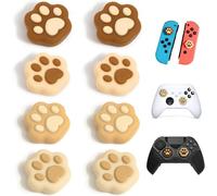 8 Pcs Cat Paw Shape Handle Caps Soft Silicone Controller Cover Compatible with Nintendo Switch/OLED/Switch Lite (Brown Milk Tea)