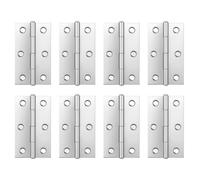 8 PCS Charniere Porte, Charnière Inox Invisible, Charnière Porte Placard 6 Trous, Charnière Plate 66x37mm pour Porte, Tiroirs, Meuble, Piano, Coffret, Quincaillerie de Placards et Armoires