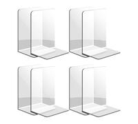 8 Pcs Clear Bookends Book End Desk Bookshelf L-Shaped Support Holders Shelf Decorative Bookends for Students