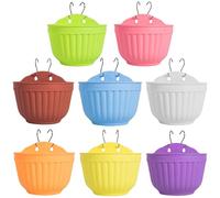 8 Pcs Coloré Résine Tenture Murale Jardinière Pot Vertical Jardin Vivant Mur Montage Fenêtre Accrocher Intérieur Extérieur Plante pour Cuisine Herbe Balcon Garde-Corps Étagère Clôture Treillis