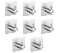 8 Pcs Crochet Adhesif Mural, Accroche Torchon Cuisine Adhésif Sans Percage, Patere Murale Adhesive Salle de Bain Cuisine, Porte-Serviettes Patère Crochets Adhésifs Muraux Acier Inoxydable pour Maison