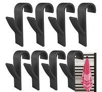 8 Pcs Crochet Radiateur Rond, Crochet à serviettes Blanc, Crochet Serviette Salle De Bain, Crochet Radiateur Seche Serviette, Patere Seche Serviette,Tous Les Radiateurs Standards (Noir)