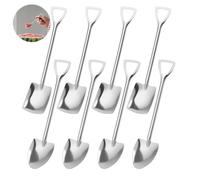 8 PCS Cuillère en Acier Inoxydable, Pelle créative en Forme de Pelle, à Crème Glacée et à Pastèque, Cuillères Polyvalentes pour Maison et Café