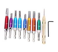 8 pcs de foret central ensemble, fenêtre de porte égocentrique du trou de charnière de poinçon de perceuse de perceuse de forage avec diamètre de punch central 5/64 '' 7/64 ''