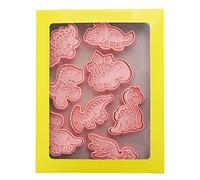 8 PCS Dinosaur Cookie Cutters, 3D Plastic Press Type Moule de cuisson Dinosaure Moule de soulèvement pour la cuisson des pâtisseries de fromage fondant