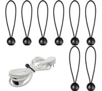 8 Pcs Elastic Ball Bungee Cord With Ball,Tarpaulin Tensioner,Elastic Sandow,15 Cm Elastic Bungee Cord,Elastic Cord,Black Stretchy Buckles With Plastic Ball