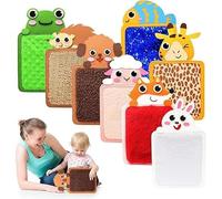8 pcs Enfants Autistes Sensoriels Tapis sensoriels muraux pour Enfants Tissu texturé sensoriel Tapis Animal Lot De 8 Mini Dalles Sensorielles (8 PCS)