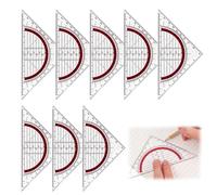 8 Pcs Équerre Géométrique, Equerre Ecole Rapporteur, Triangle De Géométrie Transparent, Règle de Rapporteur Kit en Plastique pour Etudiants Bureau Maths