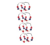 8 pcs fête décoration bandeau fête fleur bandeau fleur cheveux accessoires for femmes patriotique chapeaux accessoires patriotiques barbe ornement rouge tissu Miss collier les fleurs/2286
