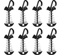 8 Pcs Fishbone Anchor Pegs Tent Cord Tensioners With Spring Buckle And Carabiners Aluminum Alloy Tent Fixing Pegs (Black)