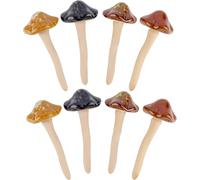 8 Pcs Garden Mushroom Figurines Ceramic Mushroom Decorative Lawn Accessories Outdoor Statue (Random Color) (Blooming-1)