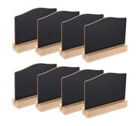 8 Pcs Mini Ardoise Effacable, Mini Ardoise de Table, Petit Tableau Noir, Mini Tableaux Noirs Support en Bois, Panneaux d'Affichage, Chevalet Etiquette Ardoises pour Buffet Fête Mariage(10 x 7,5 cm)