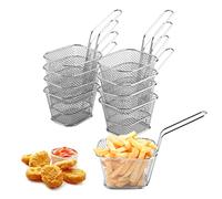 8 PCS Paniers à Frites en Acier Inoxydable Petit Panier pour pour Friture Alimentaire Panier de Friteuse Rectangulaire Professionnel pour Chips Poulet Frit Rondelles d'oignon Crevettes