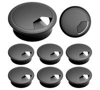 8 Pcs Passe Cable Bureau 60mm, Passage de Cable Bureaux Noirs, Passe-câbles en Plastique, Passage de Câbles, Couvercle de Trou de Câble pourCable Management Bureaus Tables et Maison